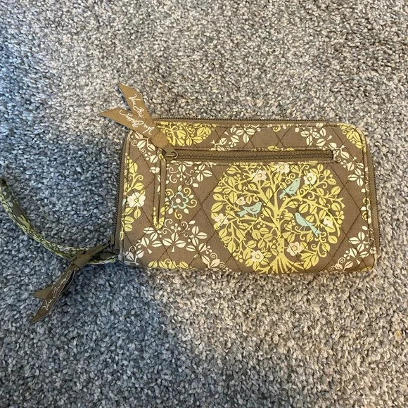 Vera Bradley Green/White/ blue clutch zip around wallet - Picture 2 of 4